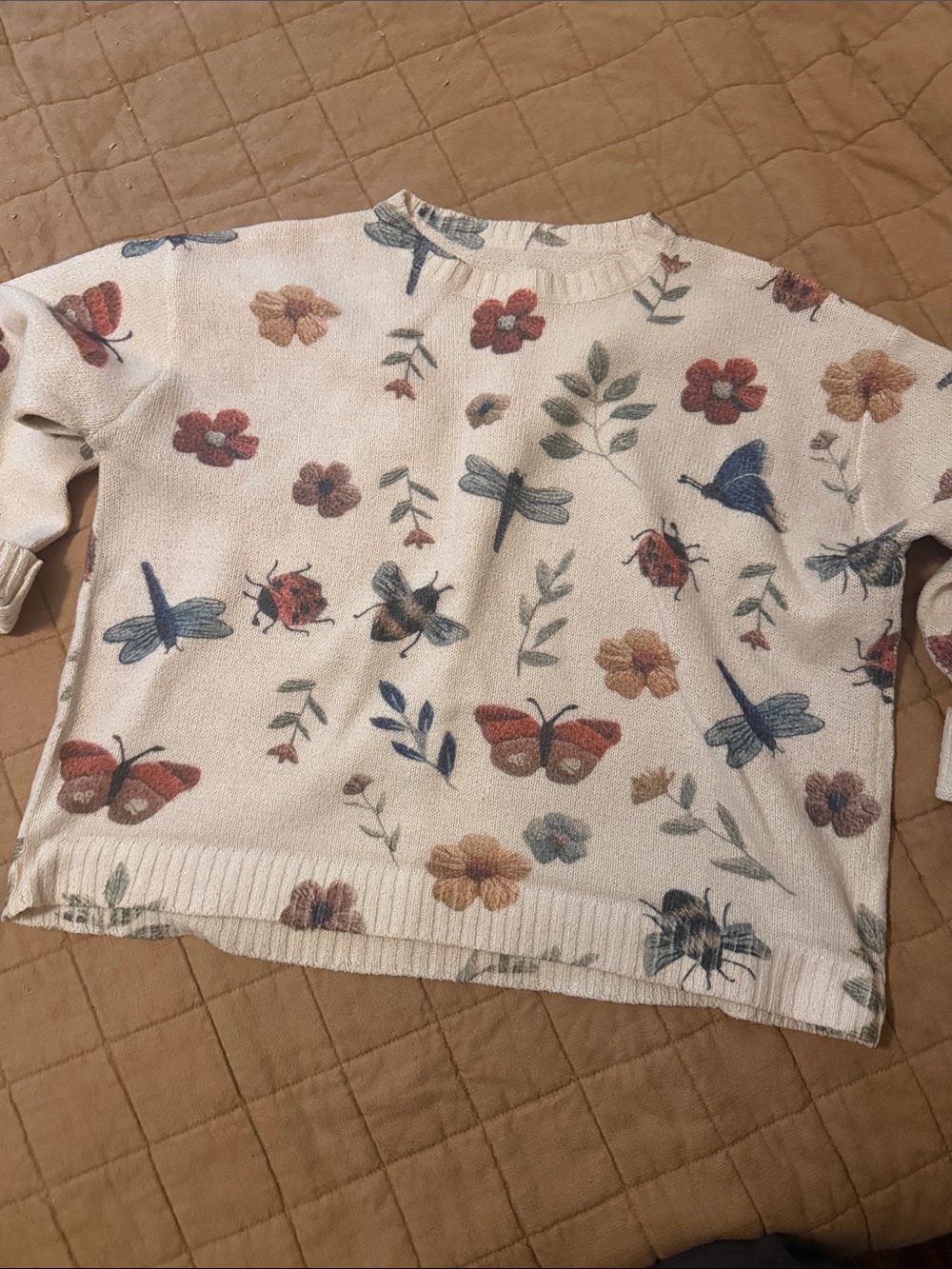 Vintage bug and flower sweater